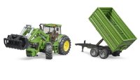 BRUDER® 03055 - John Deere 7930 mit Frontlader und Tandemachs-Transportanhänger