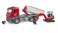 BRUDER 03624 MB Arocs LKW mit Abrollcontainer und Schaeff...