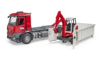 BRUDER 03624 MB Arocs LKW mit Abrollcontainer und Schaeff Minibagger Profi-Serie bworld 1:16