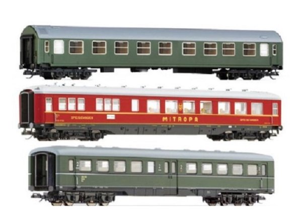 TILLIG Set mit 3 Reisezugwagen Interzonenzug DR Ep.III 01578 Spur TT