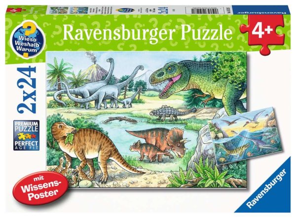 RAVENSBURGER® 05128 - Kinderpuzzle Saurier und ihre Lebensräume, Wieso? Weshalb? Warum?