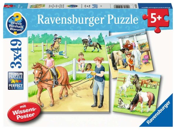 RAVENSBURGER 05129 Kinderpuzzle Ein Tag auf dem Reiterhof
