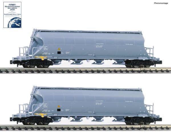 FLEISCHMANN Set mit 2 Staubsilowagen, Gattung Uacs-x DR Ep.IV 849006 Spur N