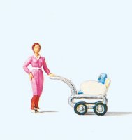 PREISER 28037 - H0 Frau mit Kinderwagen, Einzelfigur