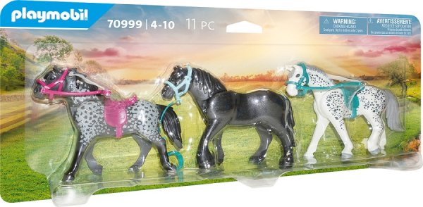 PLAYMOBIL Country 70999 Pferde 3 Stück, Friese, Knabstrupper und Andalusier