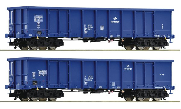 ROCO 37651 Set mit 2 offene Güterwagen Eanos PKP Cargo Ep.VI Spur TT