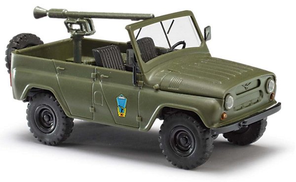 BUSCH 52111 UAZ 469 Fallschirmjäger mit Geschütz 1972 Militär-Modell 1:87