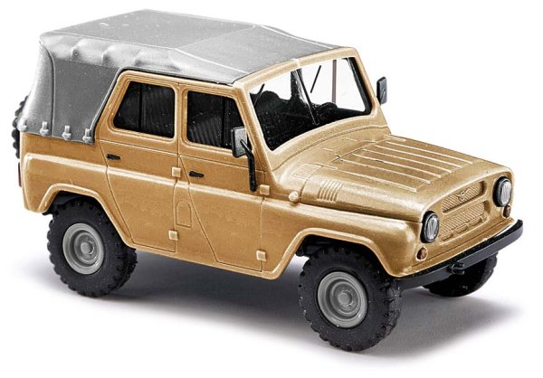 BUSCH UAZ 469 mit Dach 1972 beige 52160 Militär-Modell 1:87