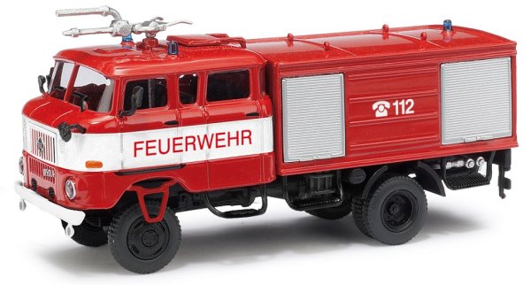 BUSCH 95266 IFA W50 TLF16 GMK Tanklösch-Fahrzeug mit Bauchbinde LKW-Modell 1:87