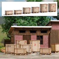 BUSCH 1811 Paletten mit Holzkisten Bausatz Spur H0