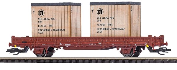 BUSCH Flachwagen mit Rungen Ks 3300 mit 2 Holzkisten DR Ep.IV 31507 Spur TT