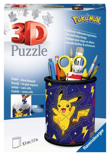 RAVENSBURGER 11257 Utensilo Pokémon Pikachu 3D Puzzle 54 Teile Stiftehalter für Pokémon Fans