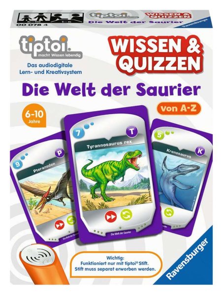 RAVENSBURGER 00078 - tiptoi® Wissen und Quizzen: Die Welt der Saurier, Quizspiel für Kinder