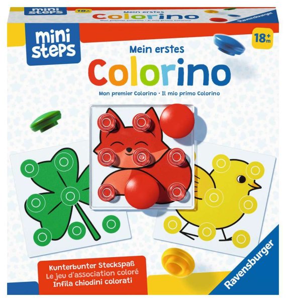 RAVENSBURGER ministeps 04186 - Mein erstes Colorino, Klassisches Steckspiel zum Farben lernen