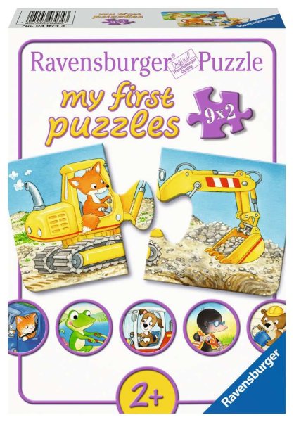 RAVENSBURGER 03074 Tierische Baustelle Schaumstoff-Puzzle mit 9x2 Teilen