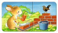 RAVENSBURGER 03074 Tierische Baustelle Schaumstoff-Puzzle mit 9x2 Teilen