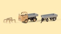 AUHAGEN Multicar M22 Pritsche mit Anh&auml;nger Holzbau 40507 Bausatz Spur H0