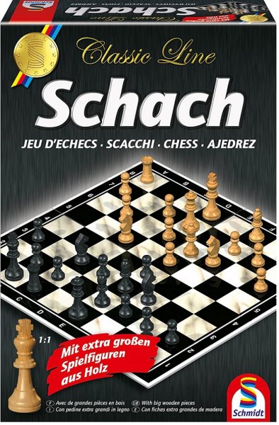 SCHMIDT SPIELE 49082 Schach Classic Line mit extra große Holzfiguren: Spieleklassiker für 2 Personen ab 8 Jahren