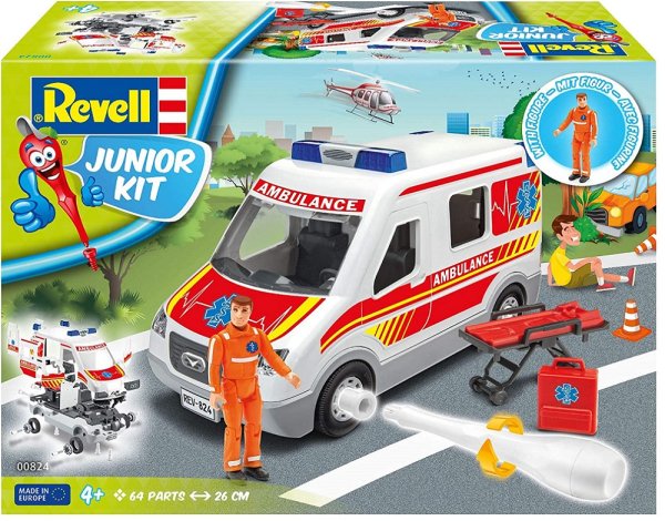 REVELL 00824 Rettungswagen mit Figur: Junior Kit Bausatz 1:20