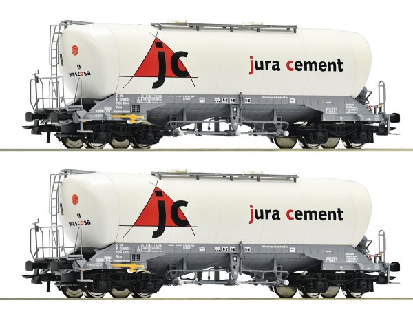 ROCO 76146 Set mit 2 Silowagen Jura Cement, der Wascosa Ep.VI Spur H0