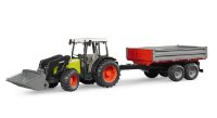 BRUDER 02112 Claas Nectis 267 F mit Frontlader und Bordwandanhänger Profi-Serie bworld 1:16