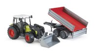 BRUDER 02112 Claas Nectis 267 F mit Frontlader und Bordwandanhänger Profi-Serie bworld 1:16
