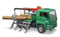 BRUDER 02769 MAN Holztransport-LKW mit Ladekran und 3 Baumstämmen Profi-Serie bworld 1:16