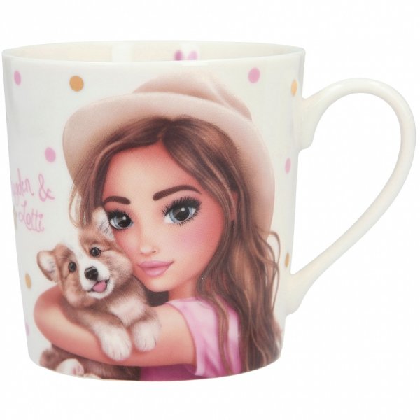 Depesche TOPModel Floral Tasse – Weißer Porzellanbecher Mit Hunde-Motiv, Blumen & Spruch 'Be Mine'