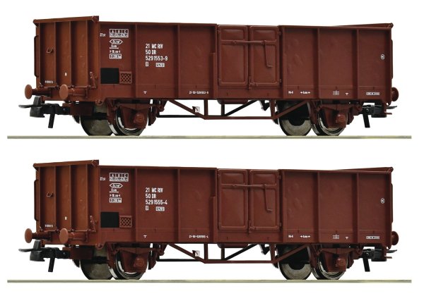 ROCO Set mit 2 offene Güterwagen Gattung El DR Ep.IV 77035 Spur H0
