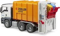 BRUDER 03762 MAN TGS Müll LKW mit Hecklader orange Profi-Serie bworld 1:16