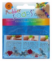 FOLIA 33905 Rubber Loops Charms Sparkle, 6 verschiedene Anhänger