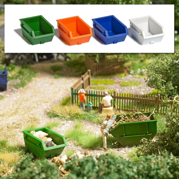 BUSCH Mini-Set mit 4 Absetzcontainer 1,5 m³ Spur H0 7752