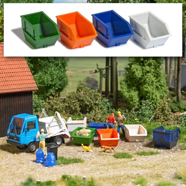 BUSCH Mini-Set mit 4 Absetzcontainer 2,5 m³ Spur H0 7753