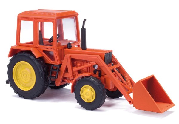 BUSCH 51315 Belarus MTS-82 Frontlader mit Schaufel orange 1983 Traktor-Modell 1:87
