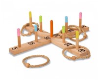 SIMBA 100004505 Eichhorn Ringwurfspiel Holzkreuz 5 Ringe 50 cm