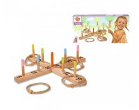 SIMBA 100004505 Eichhorn Ringwurfspiel Holzkreuz 5 Ringe 50 cm