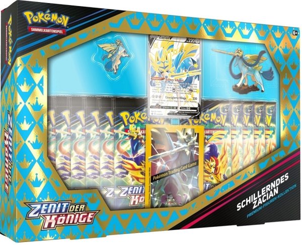 AMIGO 45480 PKM Pokémon SWSH12.5 Schwert & Schild Premium Figuren Box schillerndes Zacian