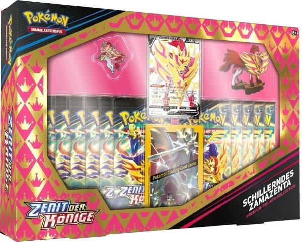 AMIGO 45480 PKM Pokémon SWSH12.5 Schwert & Schild Premium Figuren Box schillerndes Zamazenta
