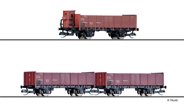 TILLIG Set mit 3 offene Güterwagen der Buderus-Röchling AG DRG Ep.II 01057 Spur TT