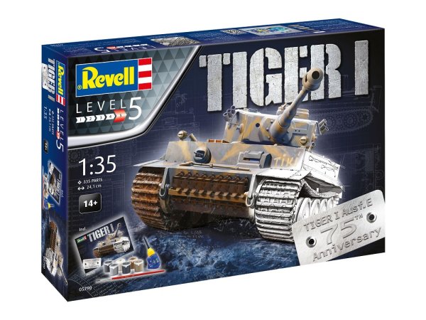 REVELL Geschenkset Tiger I Ausf.E 75th Anniversary 05790 Revell Modellbausatz mit-Basiszubehör 1:35