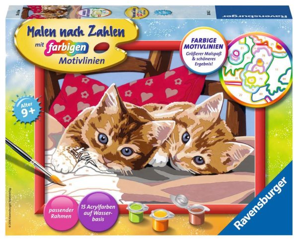 RAVENSBURGER 28342 Malen nach Zahlen Zwei Schmusekätzchen