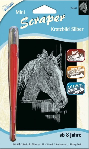 MAMMUT Mini Scraper Kratzbild Silber Pferd 130003