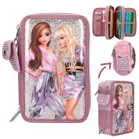 DEPESCHE 12527 TOPModel 3-Fach Federtasche mit Glitzer GLITTER QUEEN