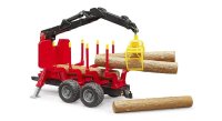 BRUDER 02252 R&uuml;ckeanh&auml;nger mit Ladekran, 4 Baumst&auml;mmen und Holzgreifer Profi-Serie bworld 1:16