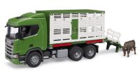 BRUDER 03548 Scania Super 560R Tiertransport-LKW mit 1 Rind Profi-Serie bworld 1:16