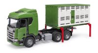 BRUDER 03548 Scania Super 560R Tiertransport-LKW mit 1 Rind Profi-Serie bworld 1:16