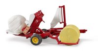 BRUDER 02122 Ballenwickler mit ockerbraunem und weissen Rundballen Profi-Serie bworld 1:16