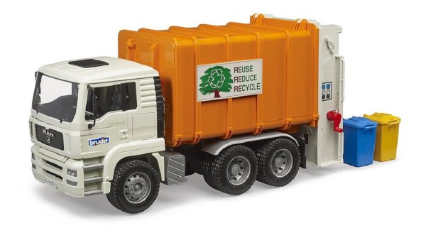 BRUDER 02772 MAN TGA M&uuml;ll LKW Hecklader Profi-Serie bworld 1:16