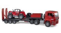 BRUDER 02774 MAN TGA Tieflader mit Manitou Teleskoplader Profi-Serie bworld 1:16