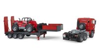 BRUDER 02774 MAN TGA Tieflader mit Manitou Teleskoplader Profi-Serie bworld 1:16